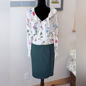 Parker Floral Ruffle Blouse in White